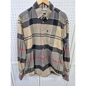 Barbour Philip Tartan Plaid Tailored Fit Cotton Button Down Shirt Men's Large